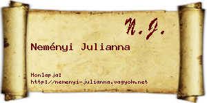 Neményi Julianna névjegykártya